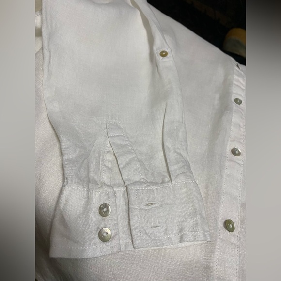 Sigrid Olsen 100% Linen White Long Sleeve Button Front Shirt Top, Plus Size 1X. - Picture 3 of 11